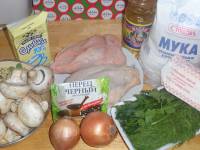 Спагетти, курица, грибы и сливки - Продукты, которые понадобятся мне для соуса из грибов, курицы и сливок.