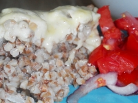 Гречка с курицей с луком и сыром в духовке 