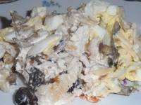 Салат с курицей черносливом и жареными грибами - Восхитительный, нежный вкус у этого салата